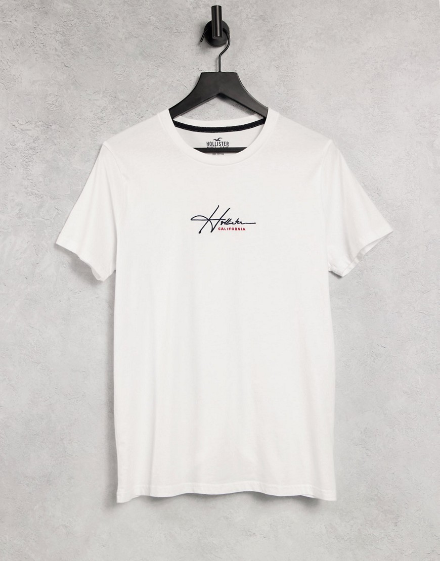 Hollister - Hvid t-shirt med centralt tekstlogo