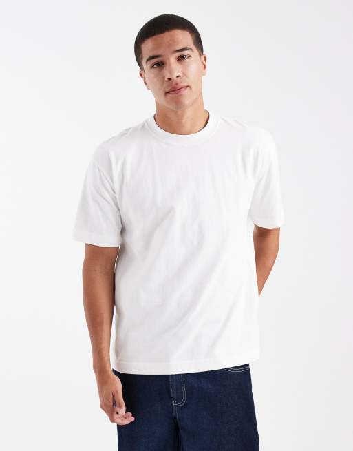 Hollister - Hvid T-shirt med rund hals og korte ærmer i firkantet pasform