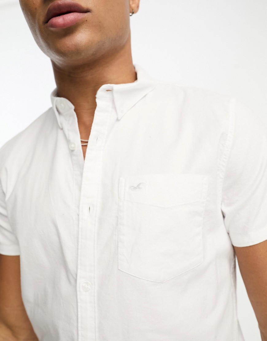 Icon - Camicia Oxford a maniche corte bianca con logo-Bianco - Hollister Camicia donna  - immagine2