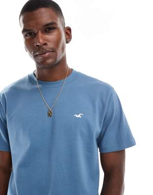 Hollister Icon Cooling Boxy T-shirt With Contrast Seam Detail In Blue