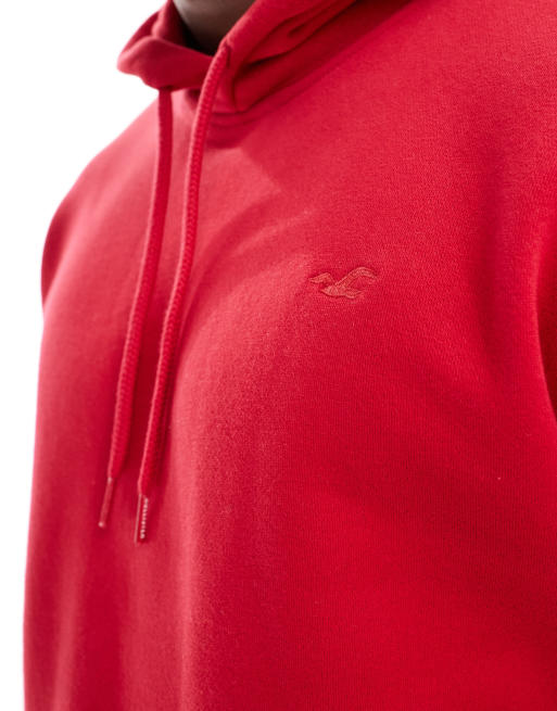 Hollister – Icon – Kapuzenpullover in Rot mit Logo, 4 von 4