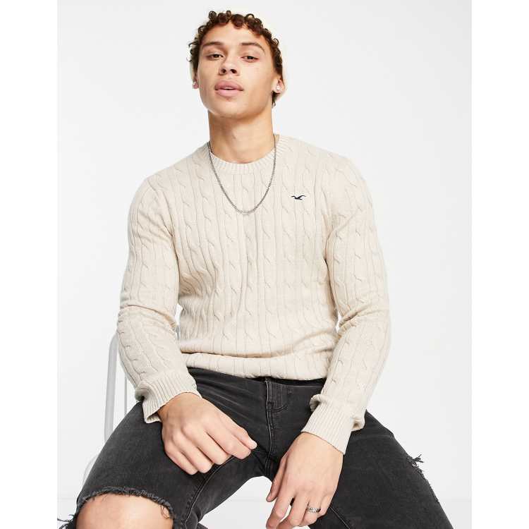 Cable crewneck outlet sweater hollister