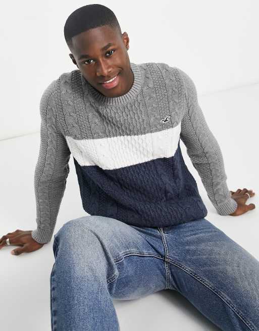 Color block clearance cable knit sweater