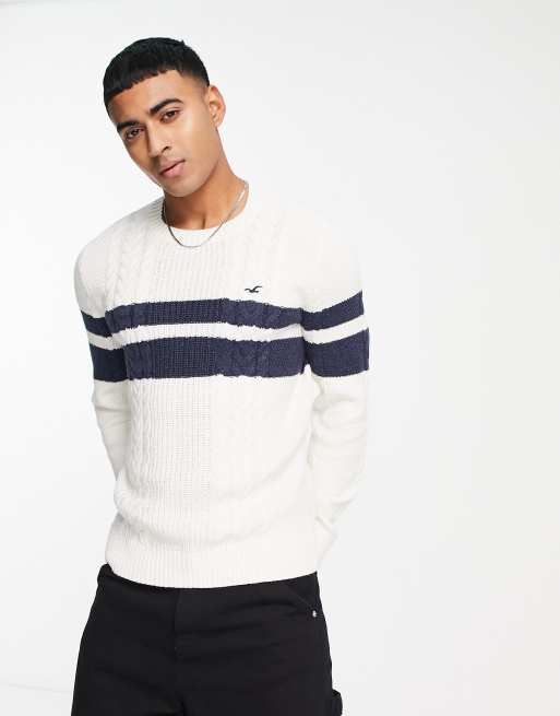 ASOS DESIGN heavyweight cable knit half zip sweater in gray