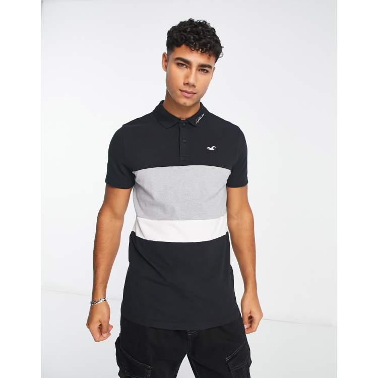 Hollister black polo shirt on sale