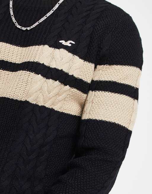 Cable crewneck sweater hollister sale