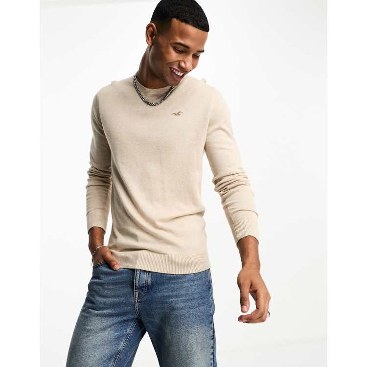 Hollister textured crewneck sweater outlet