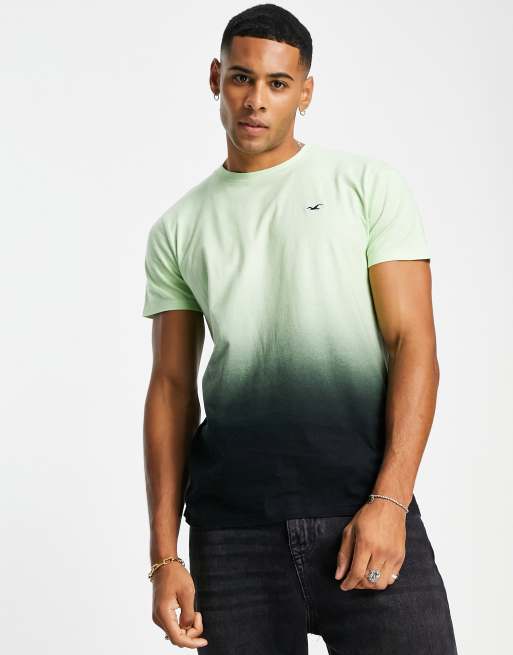 icon logo curved hem ombre T-shirt in green/black | ASOS