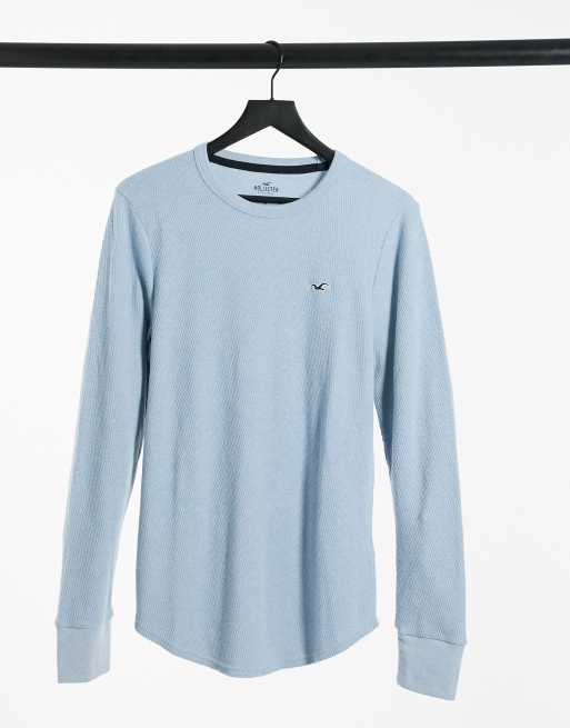 Blue long sleeve hollister shirt sale
