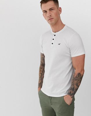 Hollister icon logo henley t-shirt in 