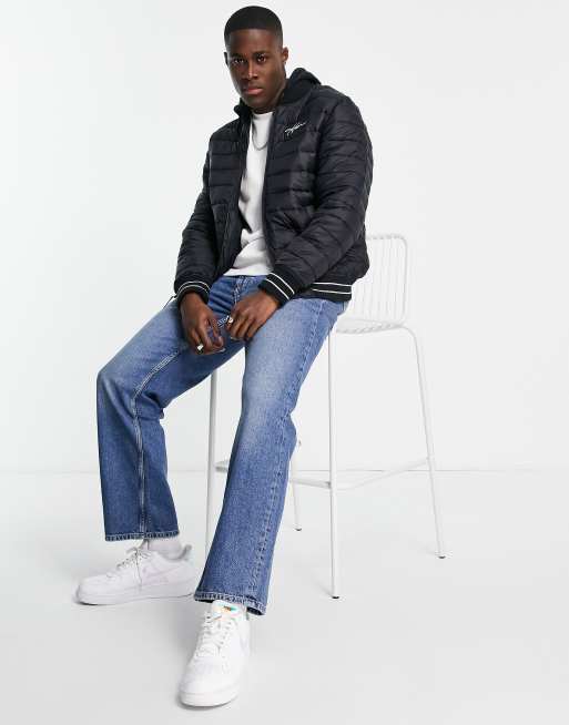 Hooded puffer bomber jacket outlet