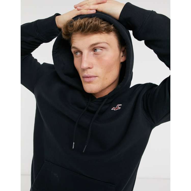 Hollister icon logo hoodie in black