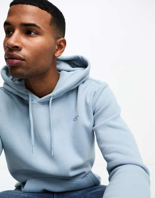 Hollister icon logo hoodie in light blue ASOS