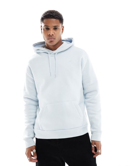 Hollister sleeve logo hoodie in light blue, ASOS
