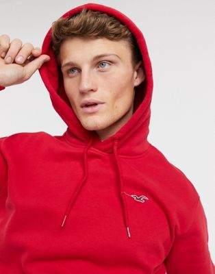 Hollister Overhead Hoodie With Sleeve & Back Logo In Rhubarb in Red for Men
