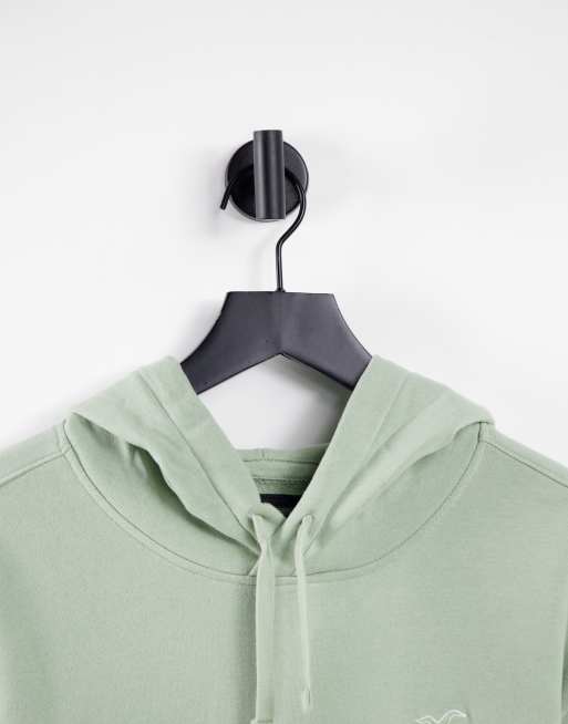 Hollister icon logo hoodie in sage green