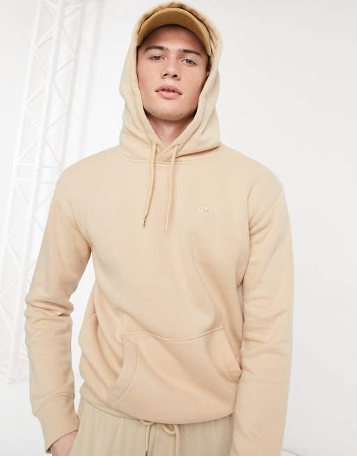 Hollister icon logo hoodie in tan