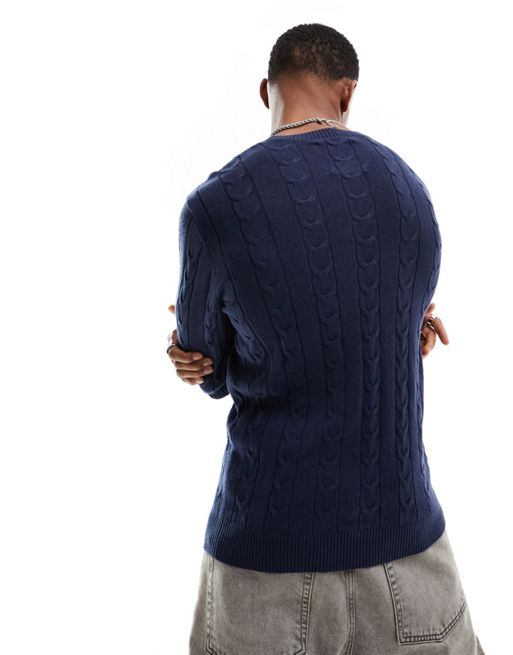 Hollister Co. EASY CABLE-KNIT CREW SWEATER - Jumper - CLOUD DANCER