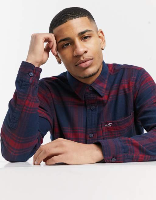Hollister mens flannel shirts sales