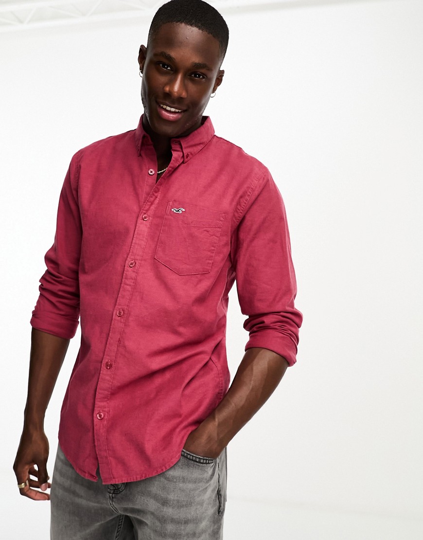 Hollister icon logo long sleeve shirt in red