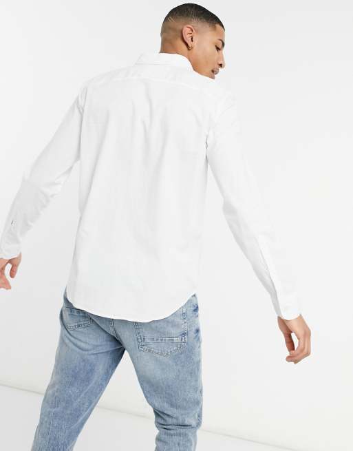 Hollister Sleeve Print Logo Long Sleeve Top in White, ASOS