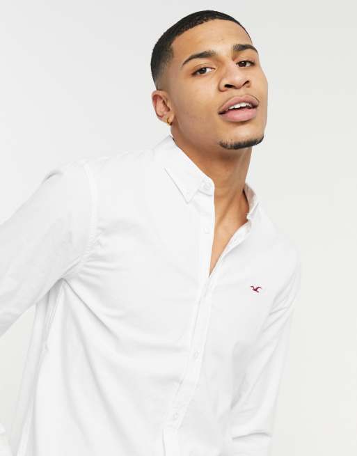 Hollister flock long sleeve tshirt with back logo, ASOS