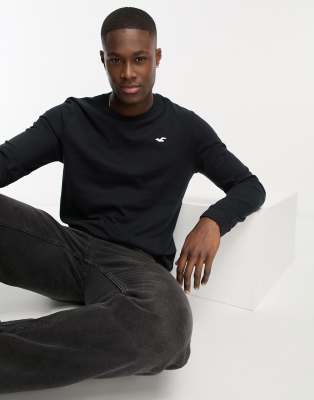 Hollister icon logo long sleeve top in black