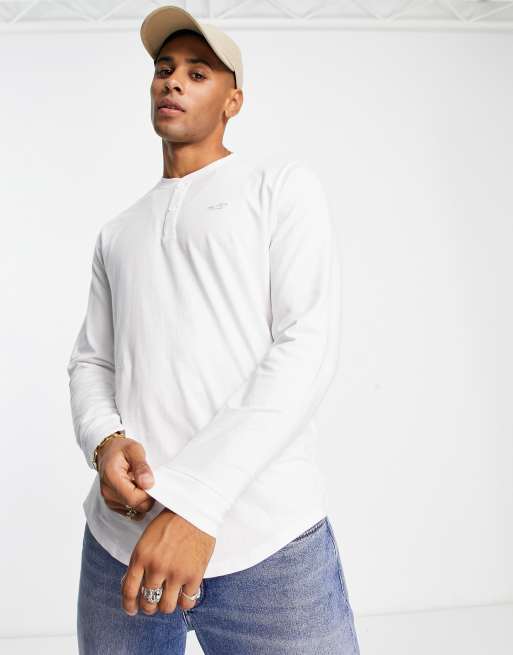 Hollister Henley Long Sleeve Top In White for Women