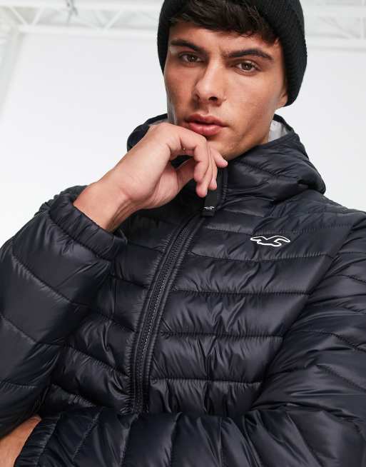 Hollister Icon Logo Puffer Jacket In Black for Men