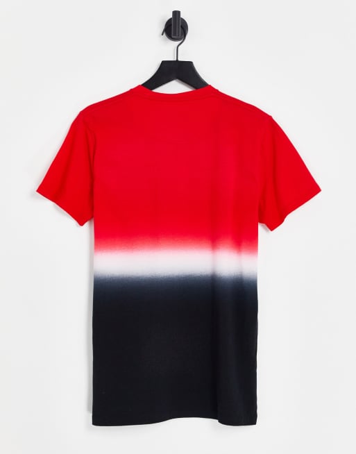 Hollister icon logo ombre stripe T shirt in red white black ASOS