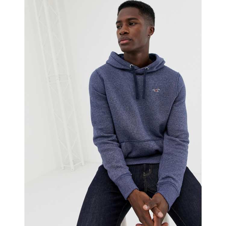Hollister icon logo overhead hoodie in navy ASOS