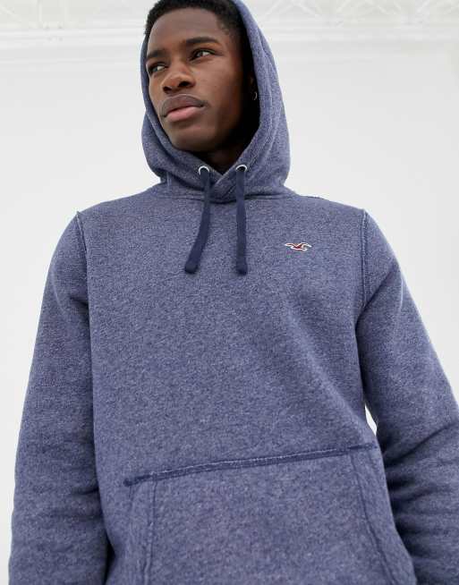 Hollister icon logo overhead hoodie in navy ASOS