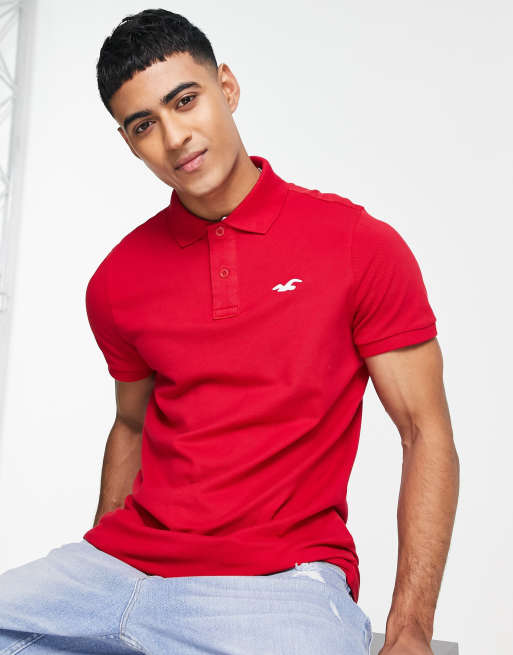 Hollister red deals polo shirt