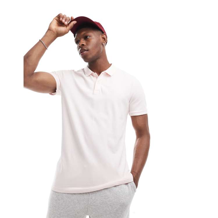 Hollister icon logo pique polo in light pink Check Collar Polo Shirt Mens ClassicfuncenterShops
