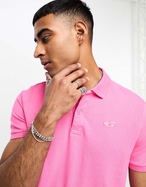 Hollister pink hotsell polo shirt