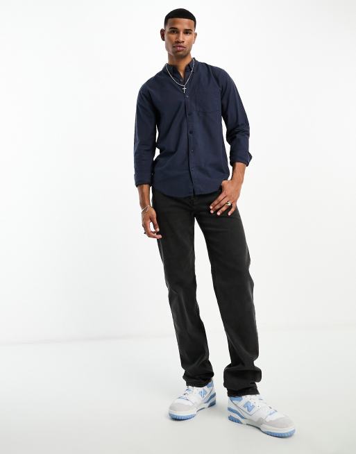 Hollister icon logo pocket oxford shirt in navy, 4 of 4