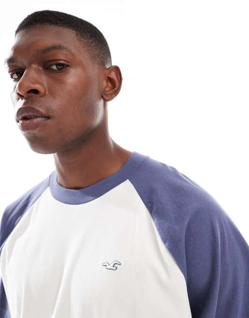 Hollister icon logo raglan boxy t-shirt with contrast binding in