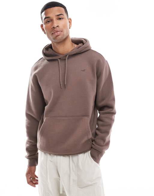 Hollister icon logo relaxed fit hoodie in brown
