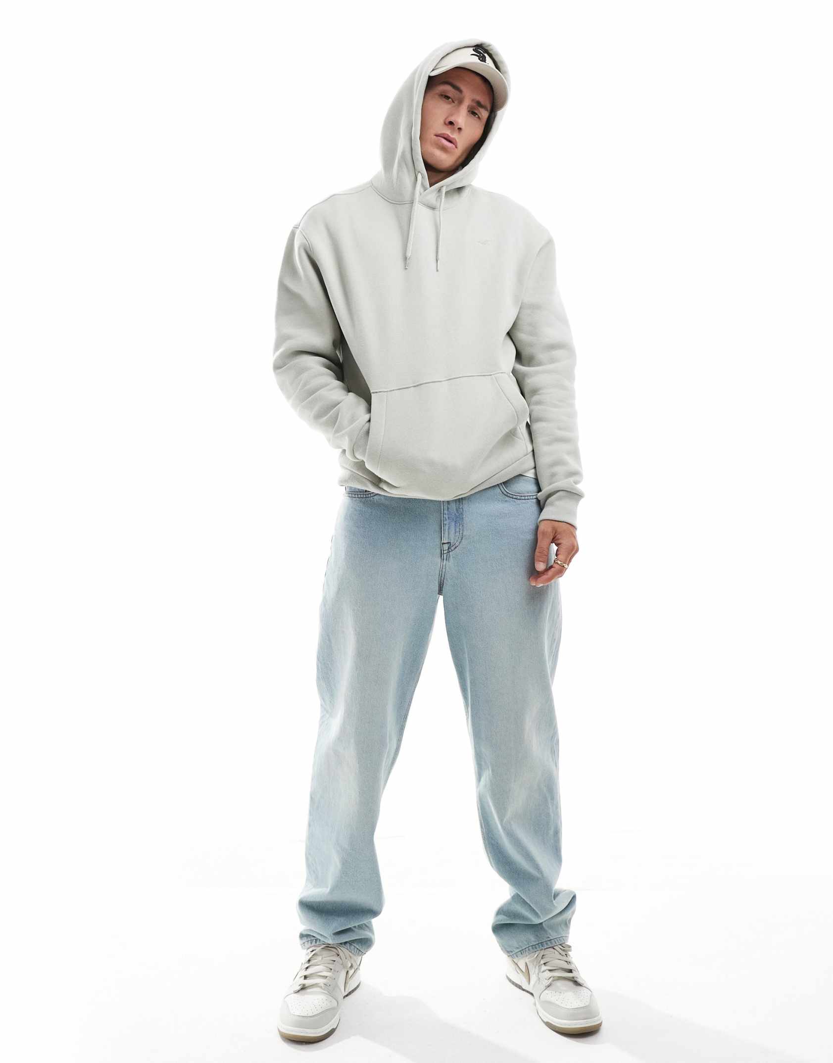 Hollister icon logo relaxed fit hoodie in mid green ASOS Price Checker