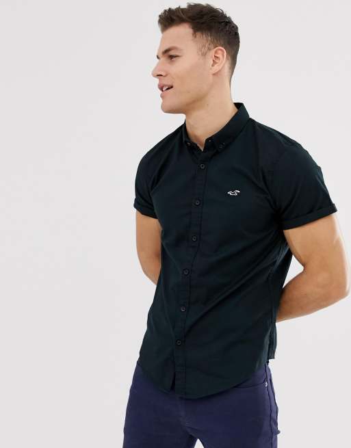 Hollister icon logo short sleeve oxford shirt slim fit button down