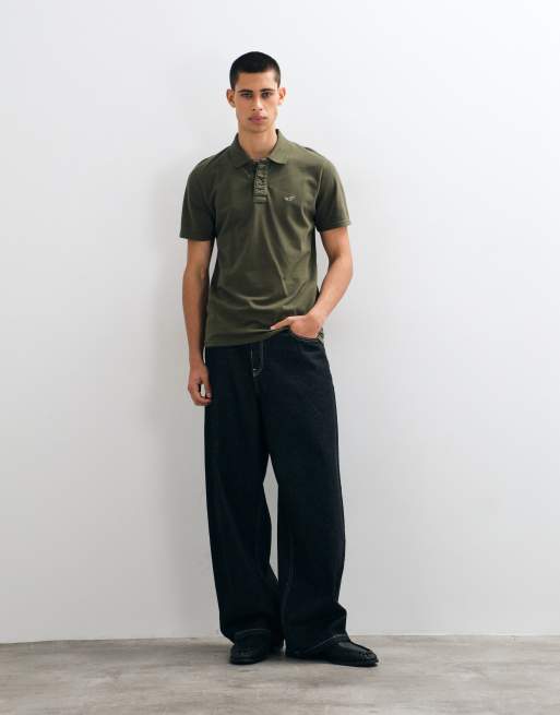 Hollister icon logo slim fit polo i khaki, 2 af 5