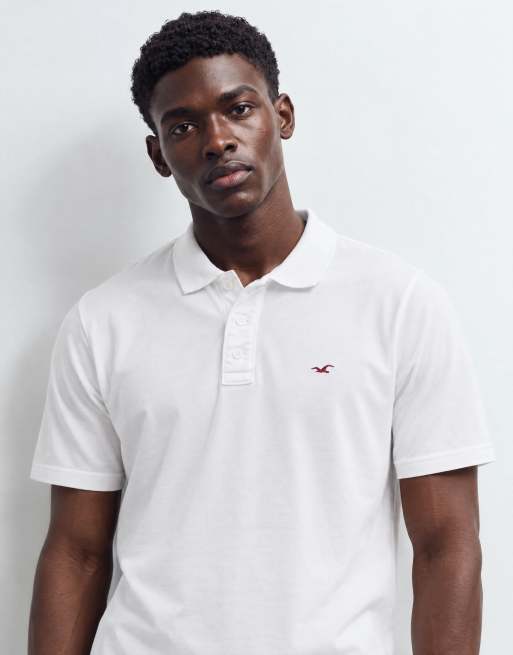 Hollister icon logo slim fit polo in white, 10 of 10