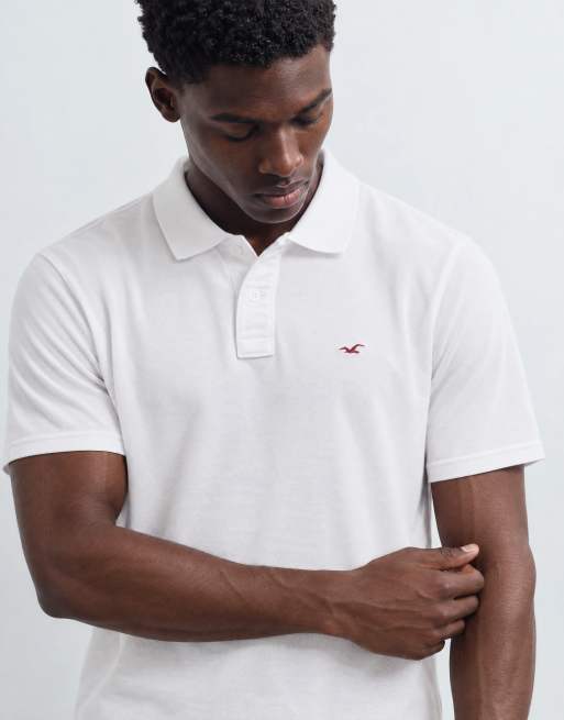 Hollister icon logo slim fit polo in white, 9 of 10