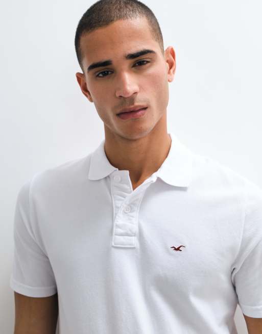 Hollister Icon-Logo Slim-Fit-Polohemd in Weiß, 1 von 10