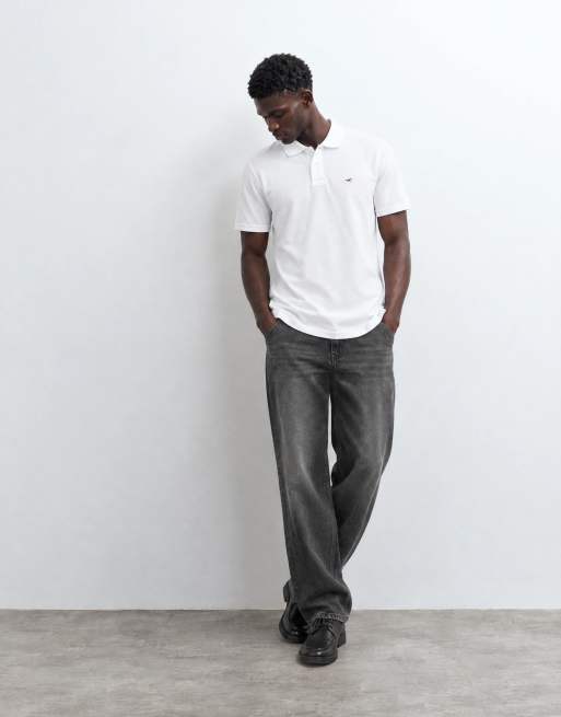 Hollister Icon-Logo Slim-Fit-Polohemd in Weiß, 7 von 10