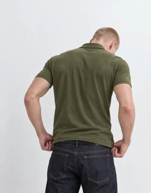 Hollister icon logo slim-fit poloshirt in kaki, 10 van 10