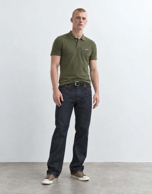 Hollister icon logo slim-fit poloshirt in kaki, 9 van 10