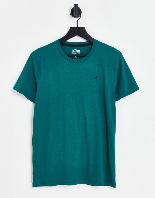 Hollister central logo oversized boxy fit t-shirt in turquoise blue