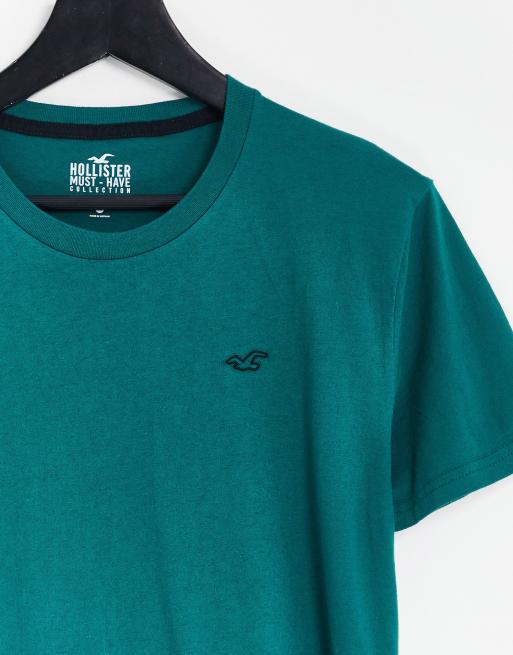 Hollister central script logo cloud wash print t-shirt in greenish blue -  ShopStyle