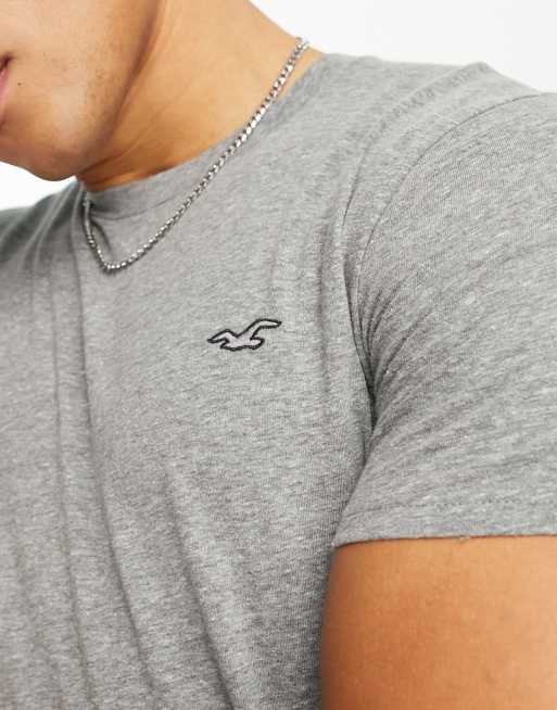 Hollister icon logo t shirt in grey ASOS
